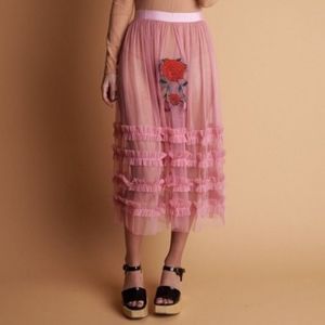 Rachel Antonoff sheer pink ruffle rose skirt